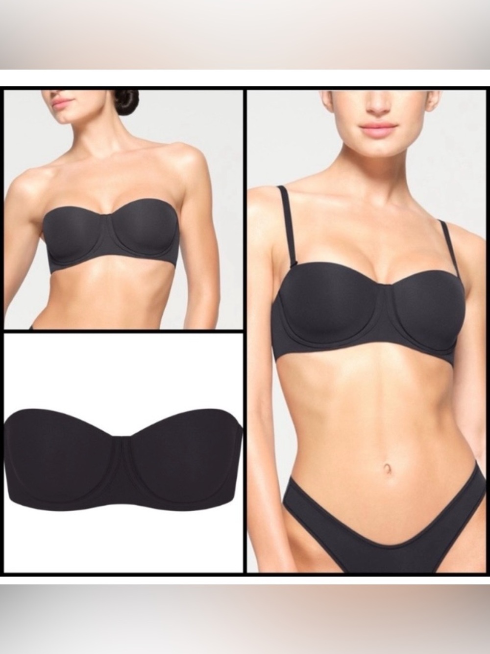 SKIMS Fits Everybody Strapless Bra in Onyx NWOT size 32DDD